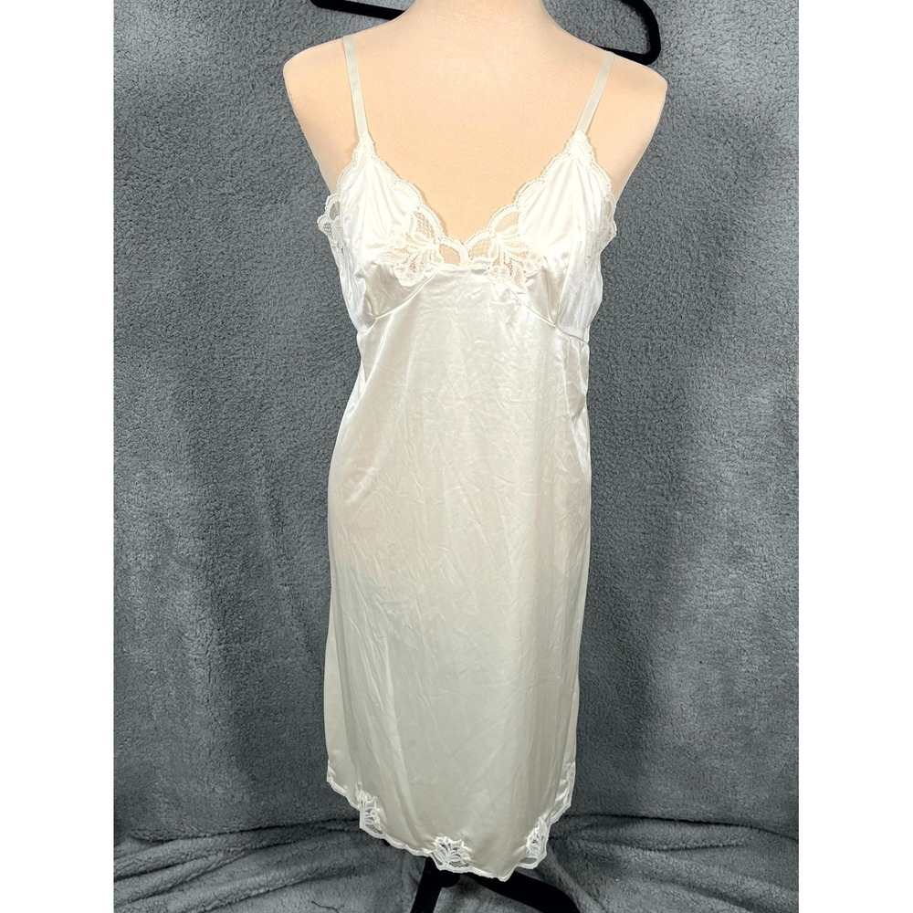 Vtg Sears Nylon Full Slip Sz 34 Off White Lace Trim Sleepwear Lingerie Feminine
